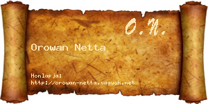 Orowan Netta névjegykártya